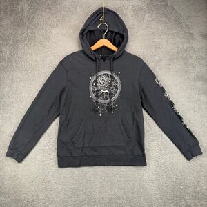 Vibe N Womens Celestial Sun Moon Graphic Hoodie Black Small Celestial Sleeve